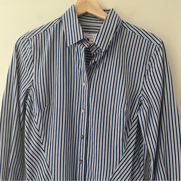 Derek Lam Shirt Dress Striped Size 6 Menswear Inspired Full Skirt Designer - Picture 3 of 12